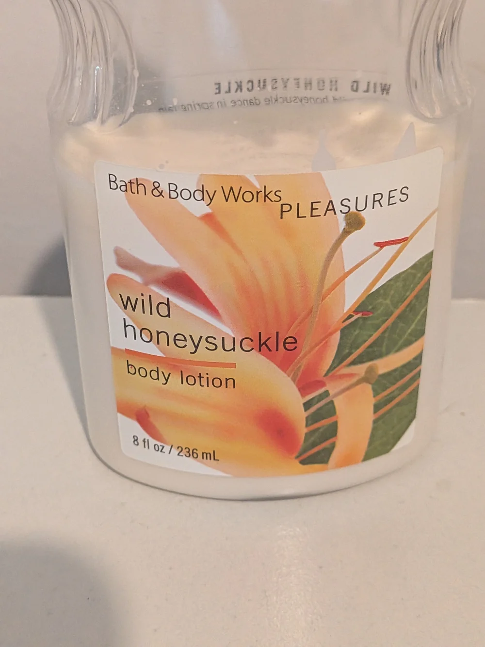 Bath & Body Works Pleasures Wild Honeysuckle Body Lotion - Cream & Green Accents